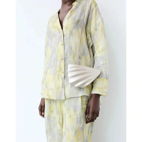 NWT Zara Pearl Box Bag Crossbody Clutch Gold Chain 6047/210 - Picture 14 of 17